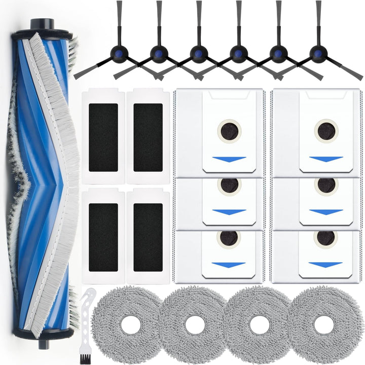 Bluearks 21 Stück Zubehörset für Ecovacs T30 Pro Omni Roboter Saugroboter, 1 Hauptbürste, 4 Filter,
