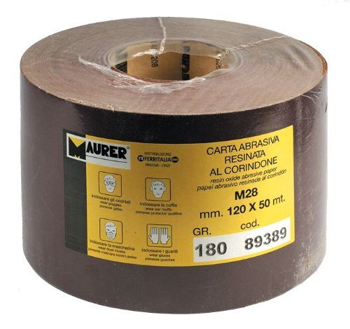 Maurer 089385 Schleifpapier Resiniert Korund M28, 120 mm, Körnung 80 auf Rolle 50 m
