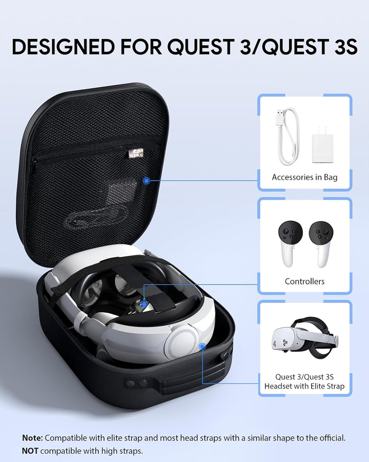 Aubika Tasche für Meta Quest 3/Oculus Quest 2/Pico 4 Zubehör, Tragetasche Kompatibel mit Quest 2 mit