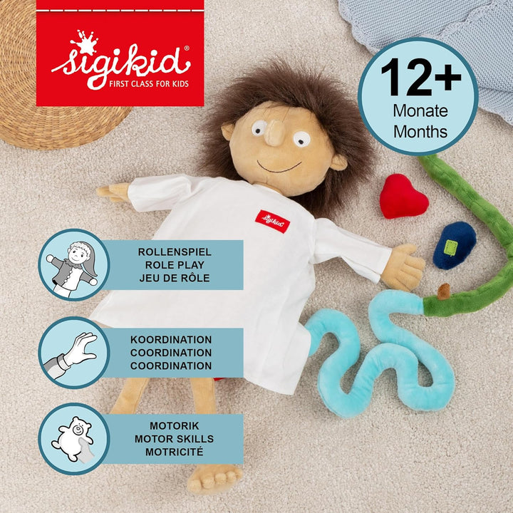 SIGIKID 38322 Erwin kleiner Patient PlayQ Mädchen und Jungen Lernspielzeug empfohlen ab 2 Jahren meh