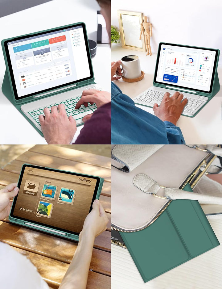 FOGARI Hülle mit Tastatur für Samsung Galaxy Tab A9 Plus 11 Zoll 2023 | Mit 7 Farben Beleuchtung Mag