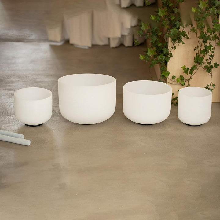 KVKA 432hz 7-12 Zoll Kristallschale Set aus 7 Stück Kristallklangschale mit Tragetasche, 7pcs White