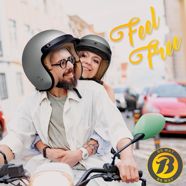 Jethelm mit Visier by BS Way: Hochwertiger Motorradhelm, ECE-Zertifiziert für Herren und Damen -  Id