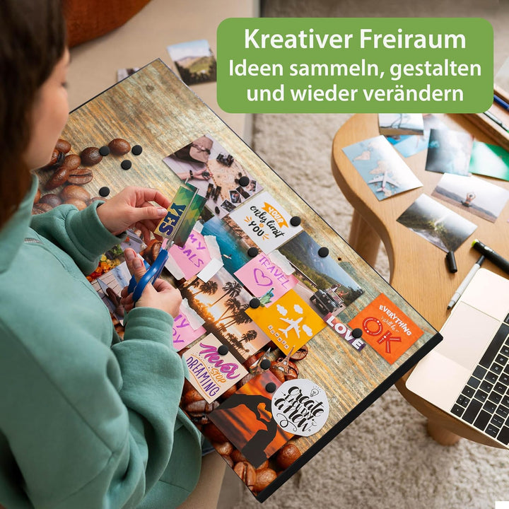 banjado Magnettafel schwarz 78 x 37cm / Magnetwand Metall/Magnetpinnwand als Memoboard/Pinnwand Magn