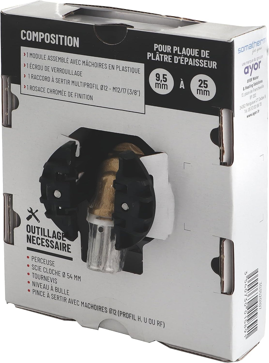 SOMATHERM FOR YOU - WC-Wasserhahn-Befestigungssystem für PER Rohr Ø12 - Crimpanschlüsse M12/17 (1/2