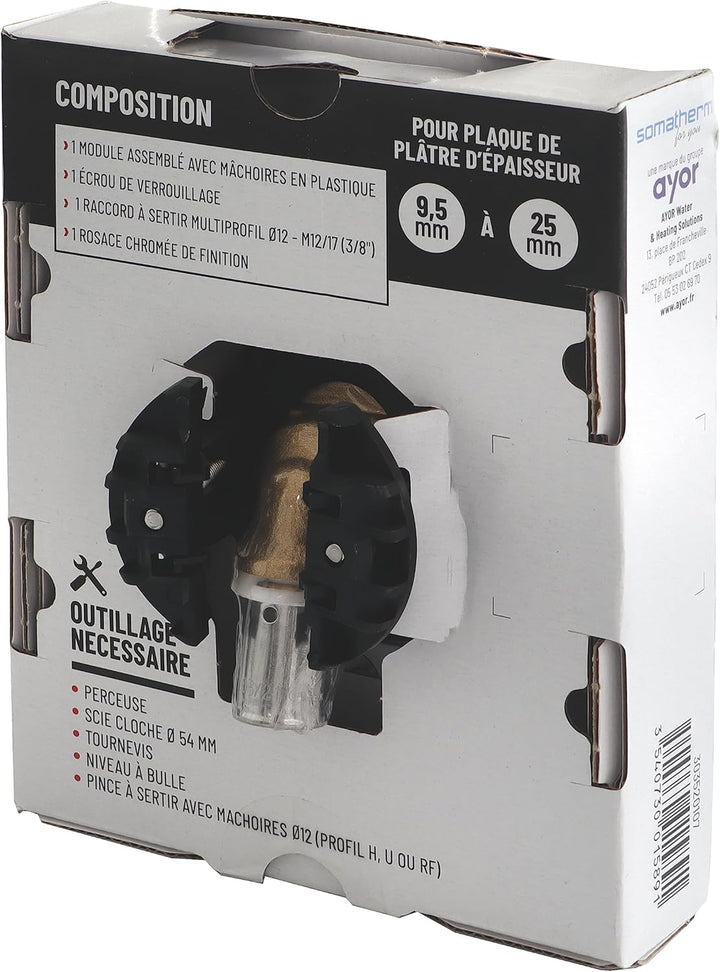 SOMATHERM FOR YOU - WC-Wasserhahn-Befestigungssystem für PER Rohr Ø12 - Crimpanschlüsse M12/17 (1/2