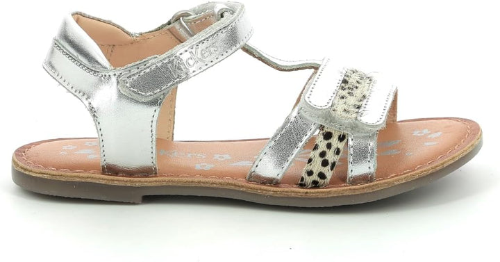 Kickers Mädchen Diamanto Sandale 24 EU Weiss Silber Bedruckt, 24 EU Weiss Silber Bedruckt