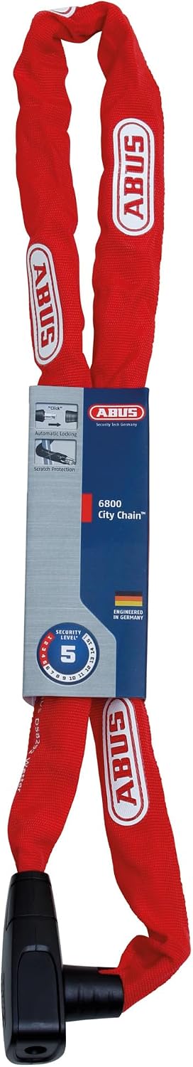 ABUS Unisex – Erwachsene 6800/85 BK 2.0 Kettenschlösser 110 cm Rot, 110 cm Rot