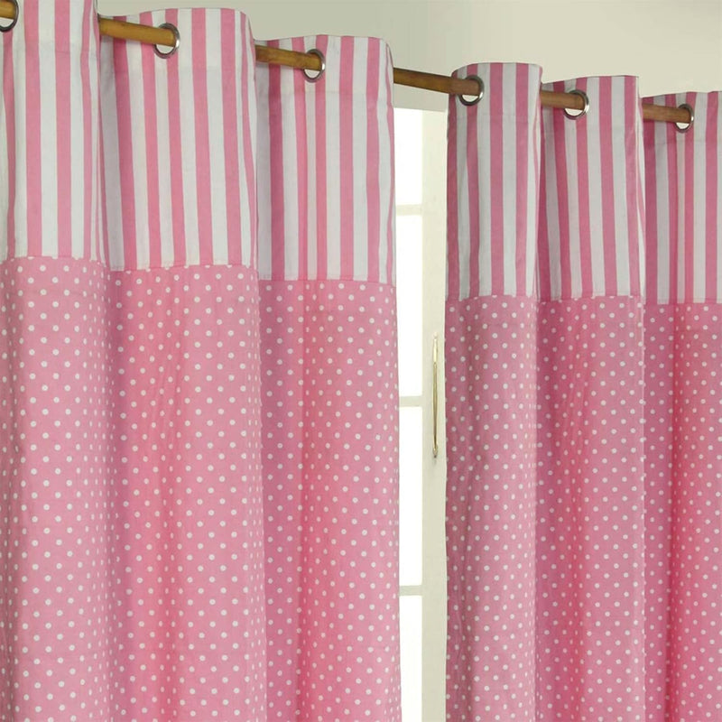 Homescapes Kindervorhang Mädchen Kinderzimmer Ösenvorhang Dekoschal Polka Dots 2er Set rosa weiss 11