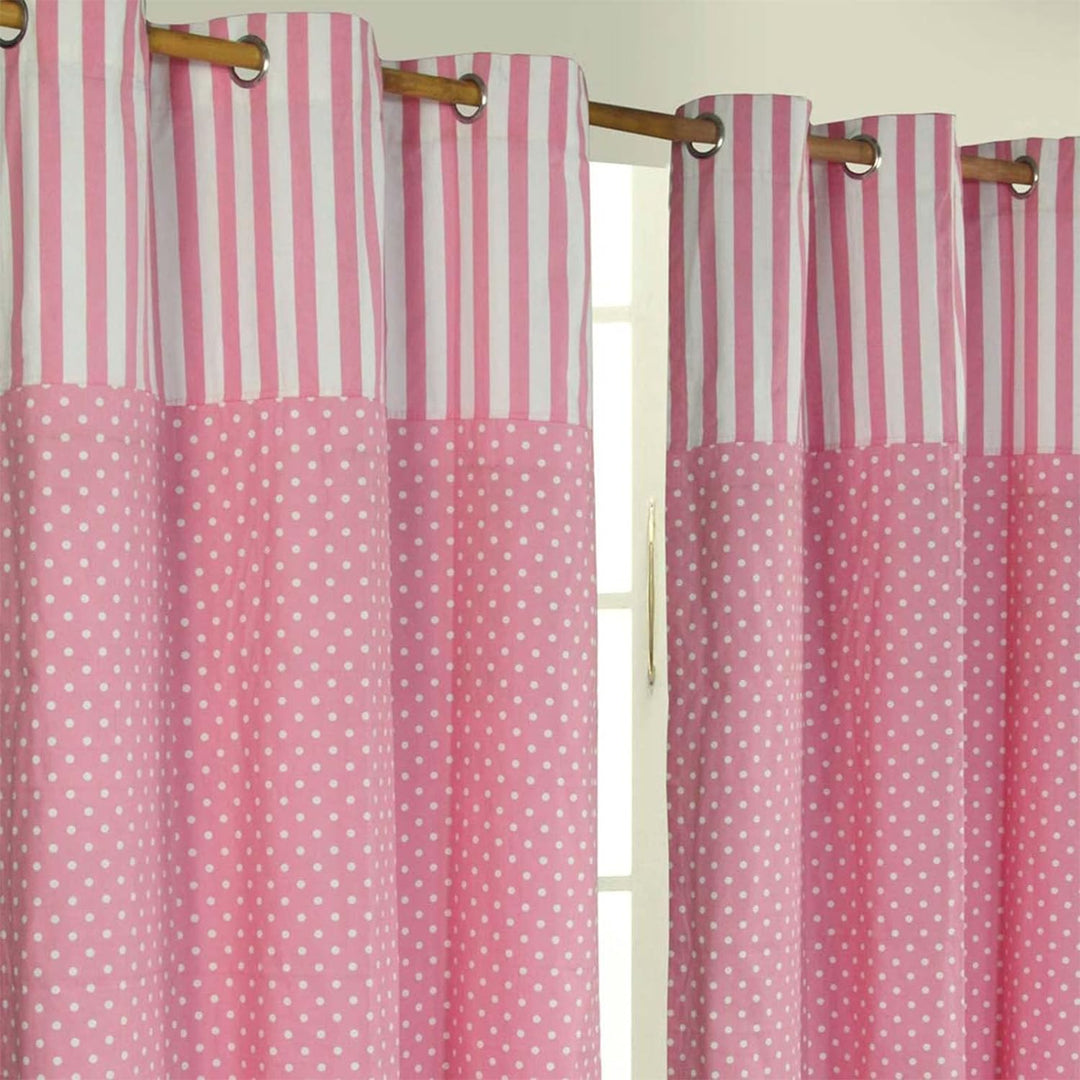 Homescapes Kindervorhang Mädchen Kinderzimmer Ösenvorhang Dekoschal Polka Dots 2er Set rosa weiss 13