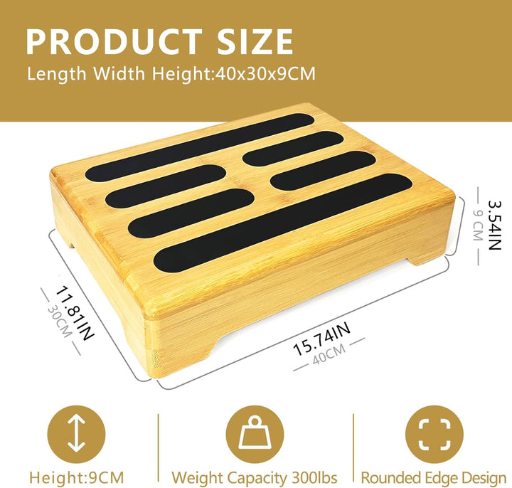 Tritthocker Holz mit Rutschfester Gummiauflage für Erwachsene und Steighilfe für Senioren - Step Sto