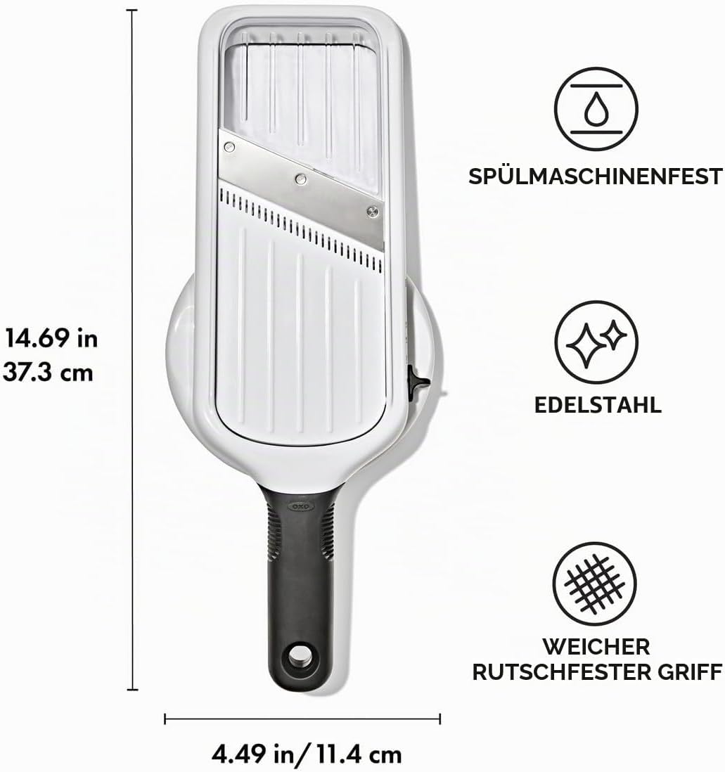 OXO Good Grips Präzisions-Hand-Gemüsehobel - Kompaktes einstellbares Schneidgerät mit 5 Klingeneinst