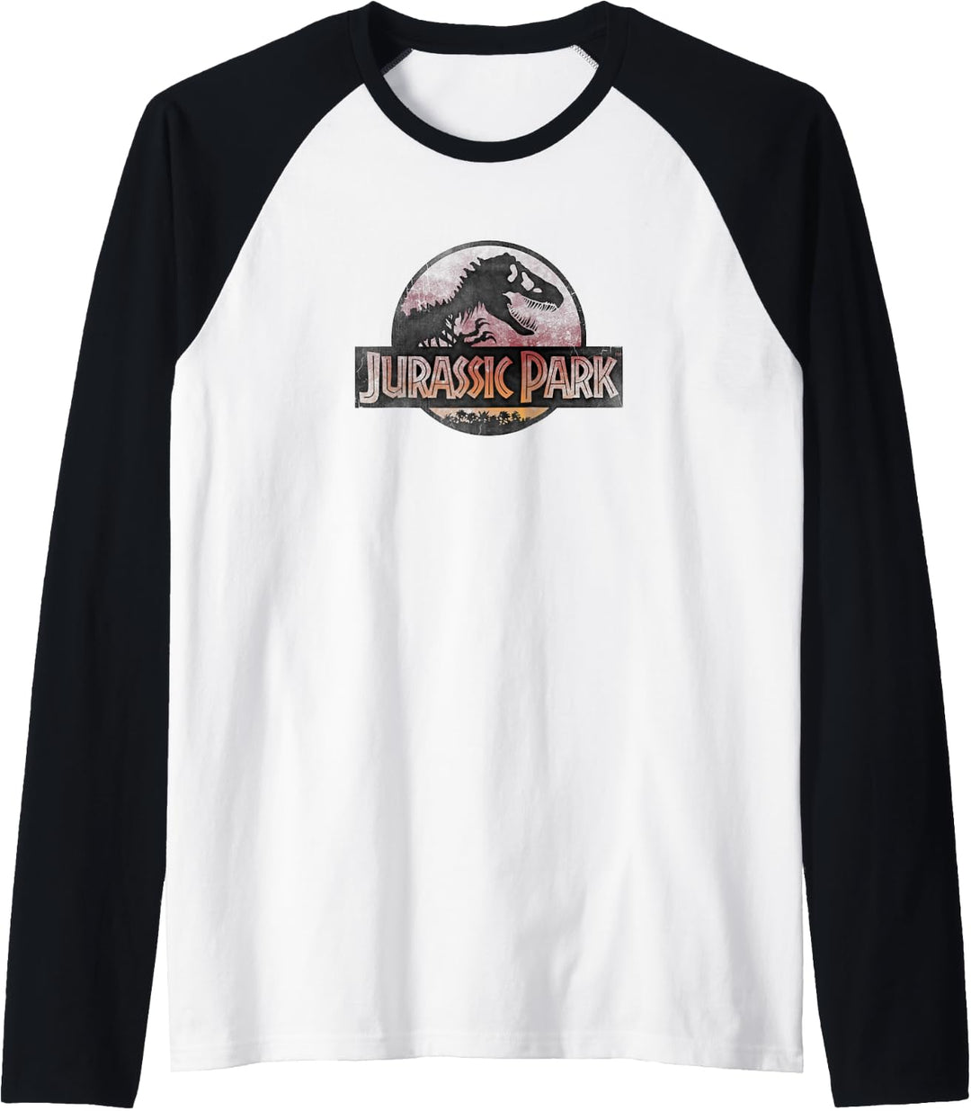 Jurassic Park Orange Gradient Sunset Logo Raglan
