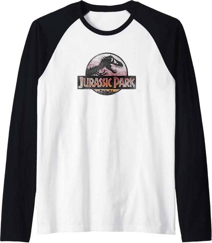 Jurassic Park Orange Gradient Sunset Logo Raglan