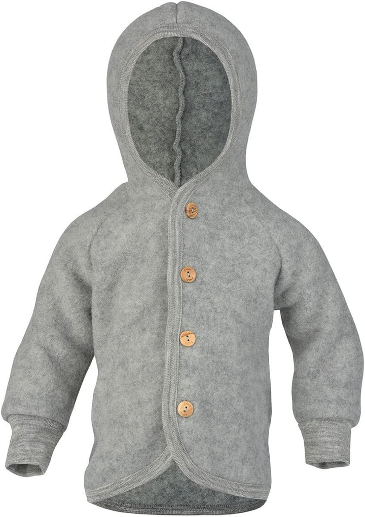 Engel Baby Jacke mit Kapuze Wollfleece 50-56 Hellgrau Melange, 50-56 Hellgrau Melange