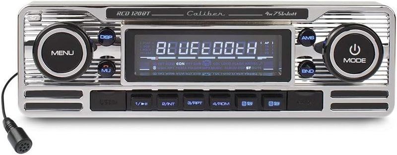 Caliber Retro Autoradio - Auto Radio Bluetooth USB - FM - 1 DIN Radio Auto - Autoradio Oldtimer - Mi