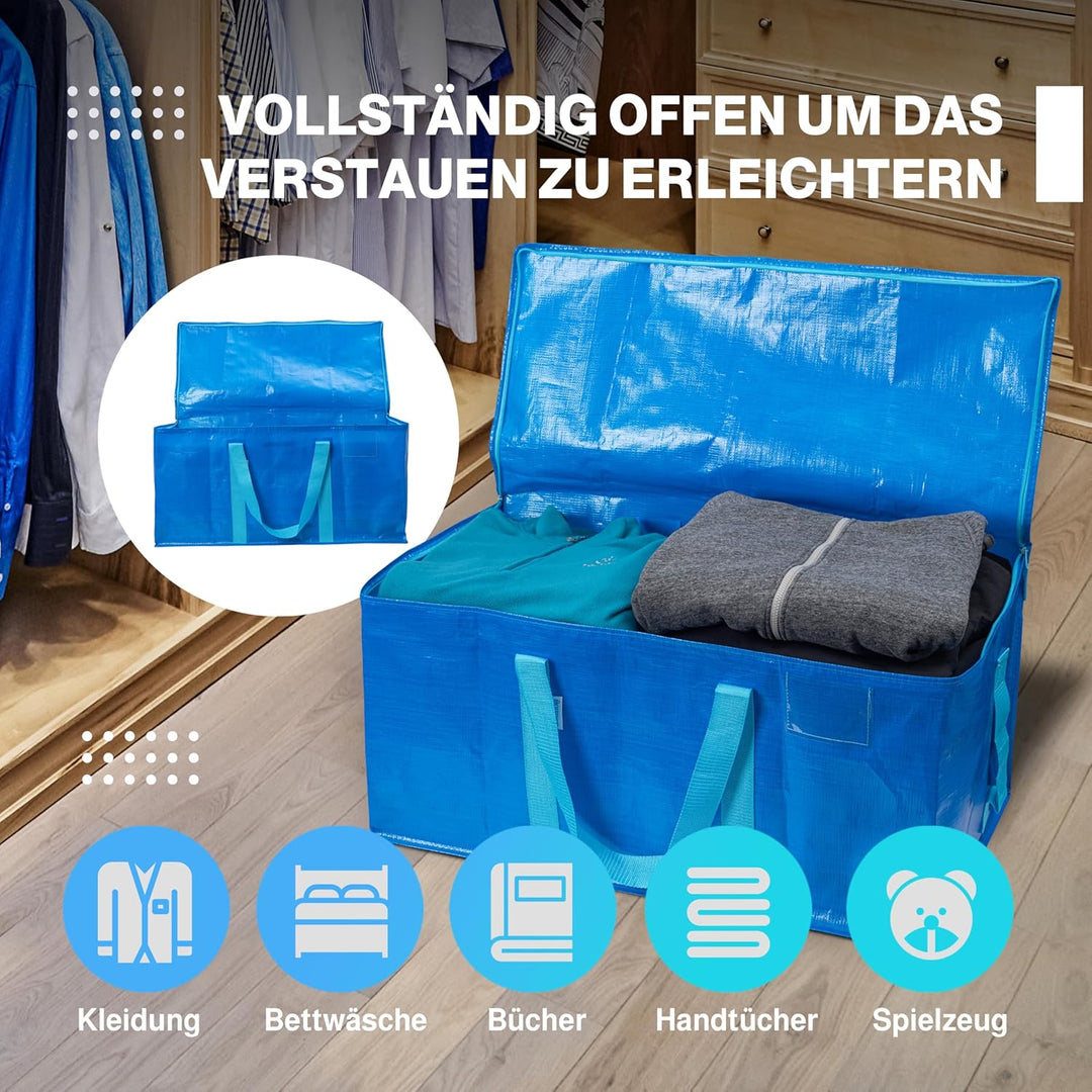 Set mit 4 Aufbewahrungssäcken - Extra grosse Tasche für Umzüge und Reisen - Resistente und wasserdic