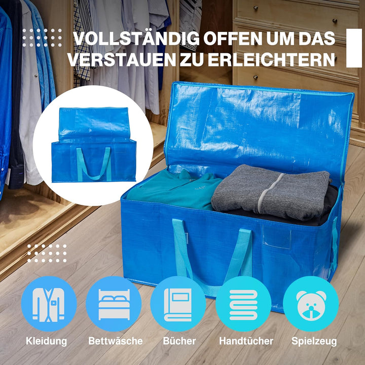 Set mit 4 Aufbewahrungssäcken - Extra grosse Tasche für Umzüge und Reisen - Resistente und wasserdic