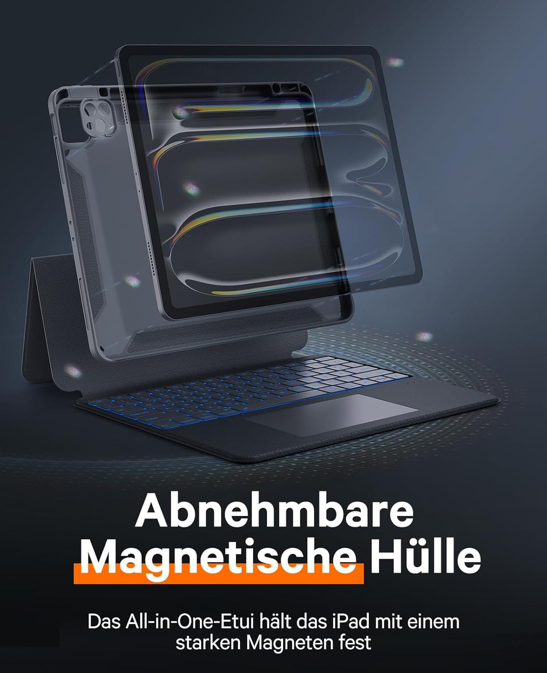 CHESONA für iPad Air 13 Zoll Hülle mit Tastatur, BackStand Rugged für iPad Pro 12.9 Tastatur mit Tou