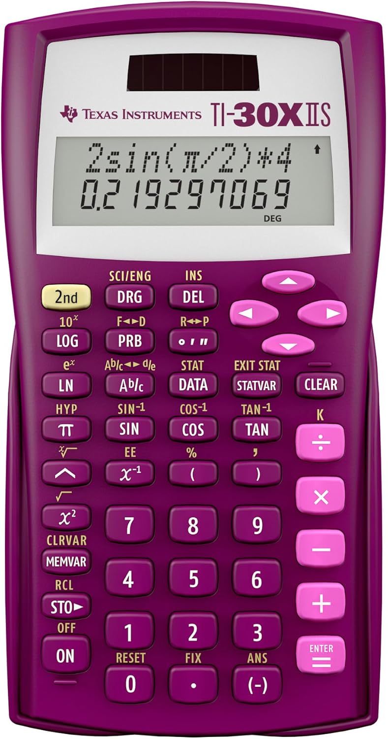 Texas Instruments TI-30X IIS 2-Line Scientific Calculator, Rasberry by Texas Instruments Raspberry S
