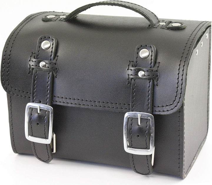 made4bikers Leder-Hecktasche mit Schnellverschluss, Gepäckträgertasche, Schwarz, passend für Simson