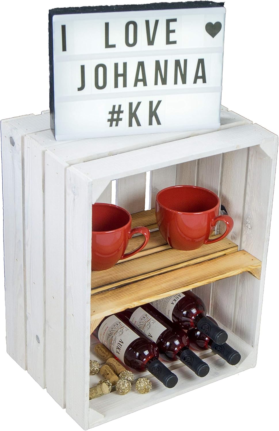 Kistenkolli Altes Land 6er Set Johanna Weiss mit geflammter Einlage Quer Weinregal Kistenregal Obstk