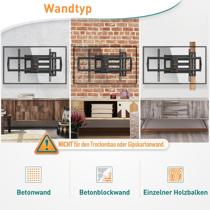 ELIVED 762 mm lange TV-Wandhalterung für die meisten 107,7-190,5 cm (42-75 Zoll) Fernseher, lange Ve