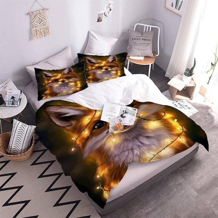 XPINGO Kinder Bettwäsche Fuchs 135x200 cm 2teilig Jungen und Mädchen Mikrofaser Weiche Winter Warm B