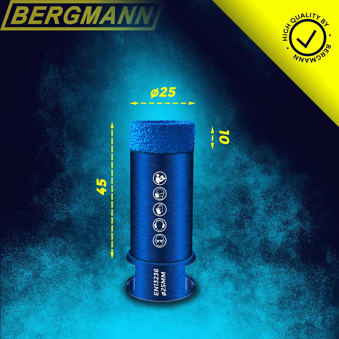 BERGMANN ® ∅ 25mm x M14 | Profi Fliesenbohrer Diamantbohrer Granitbohrer | Winkelschleifer Feinstein