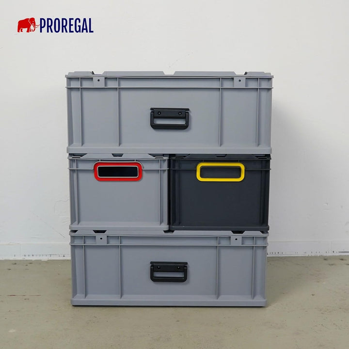 SuperSparSet 4x Eurobox NextGen Color | HxBxT 32x30x40cm | 30 Liter | Griffe blau geschlossen | Glat
