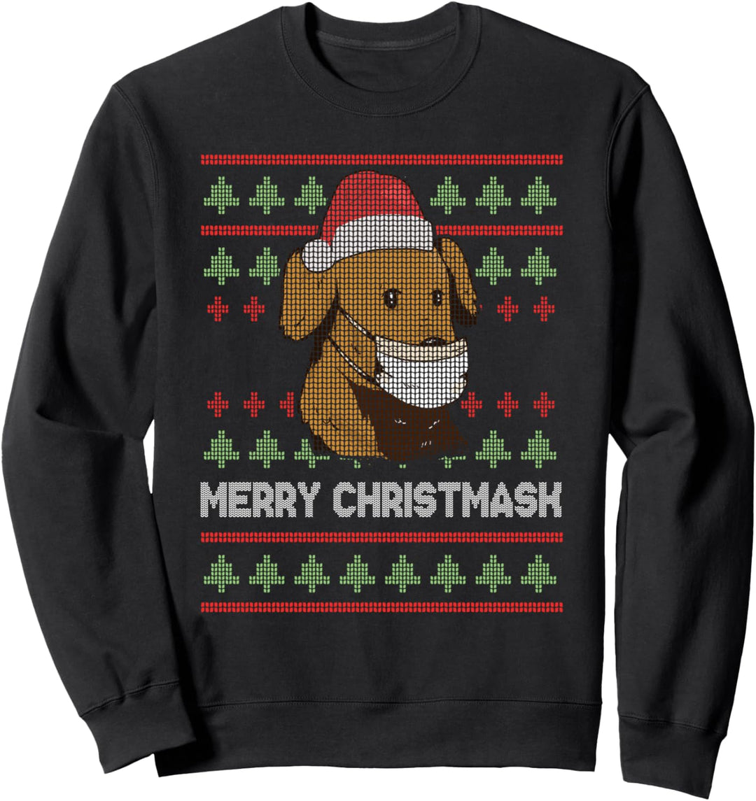 Christmask Hund Maske Mundschutz Ugly Christmas Sweater Sweatshirt
