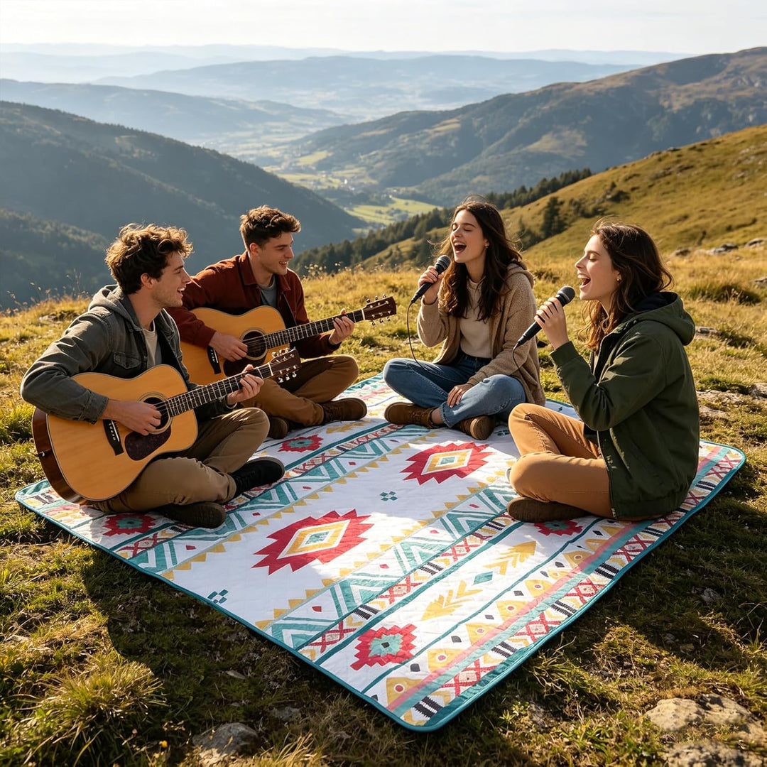 Picknickdecke 200x200 cm - Stranddecke XXL, wasserdicht & isoliert Campingdecke, atmungsaktiv und we