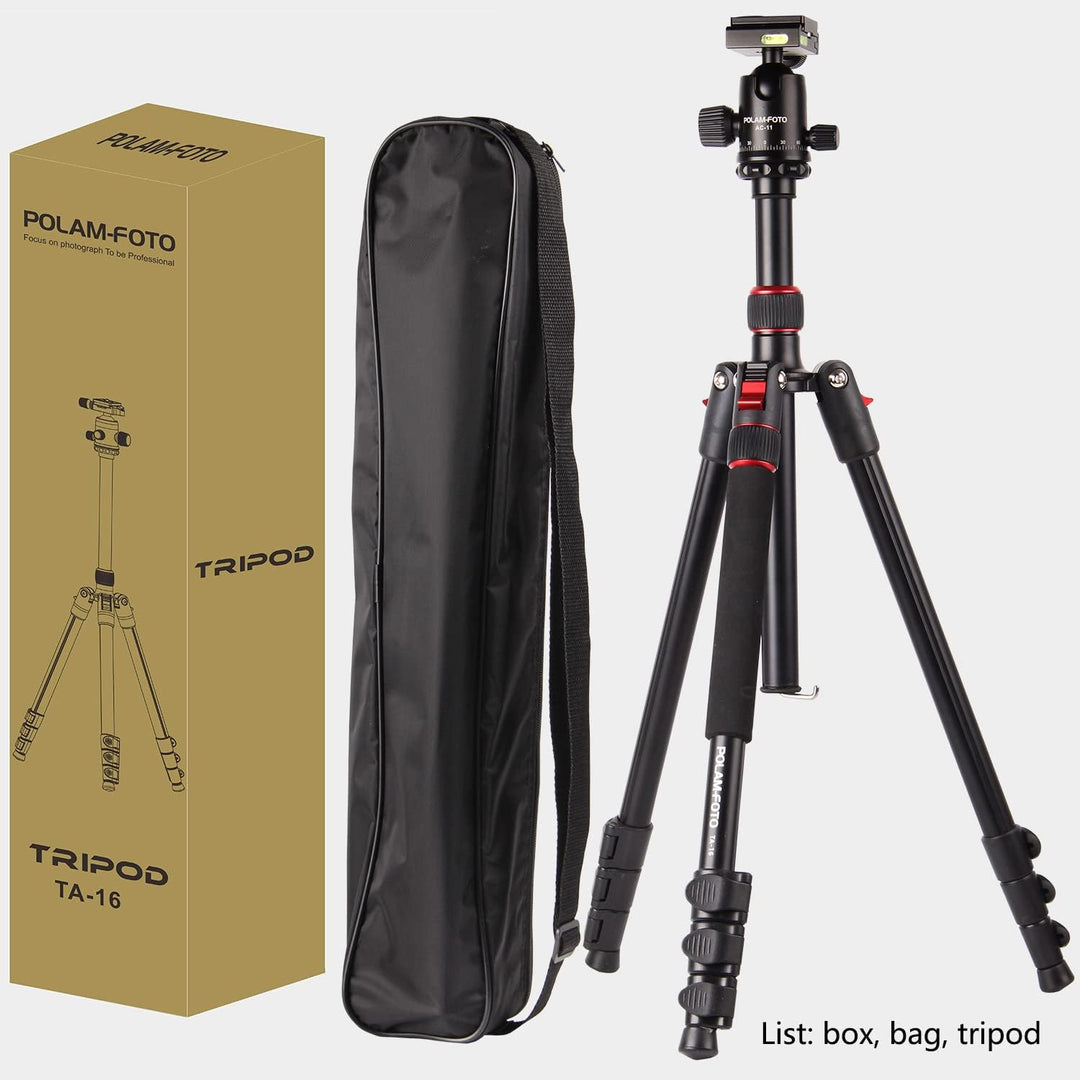 POLAM-FOTO 168cm Kamera Stativ Aluminiumlegierungen Stativ mit Einbeinstativ und 360° Kugelkopf， Rei