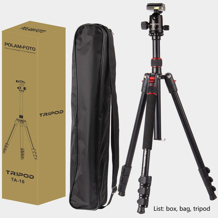 POLAM-FOTO 168cm Kamera Stativ Aluminiumlegierungen Stativ mit Einbeinstativ und 360° Kugelkopf， Rei