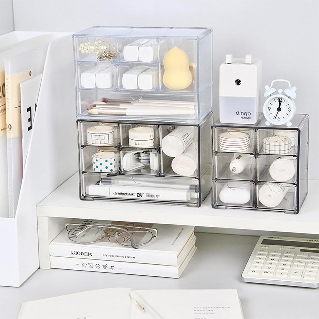 Jumuao Aufbewahrungsbox Kunststoff, Mini Schubladenbox, Kleinteilemagazin mit 6 Schubladen, Desktop