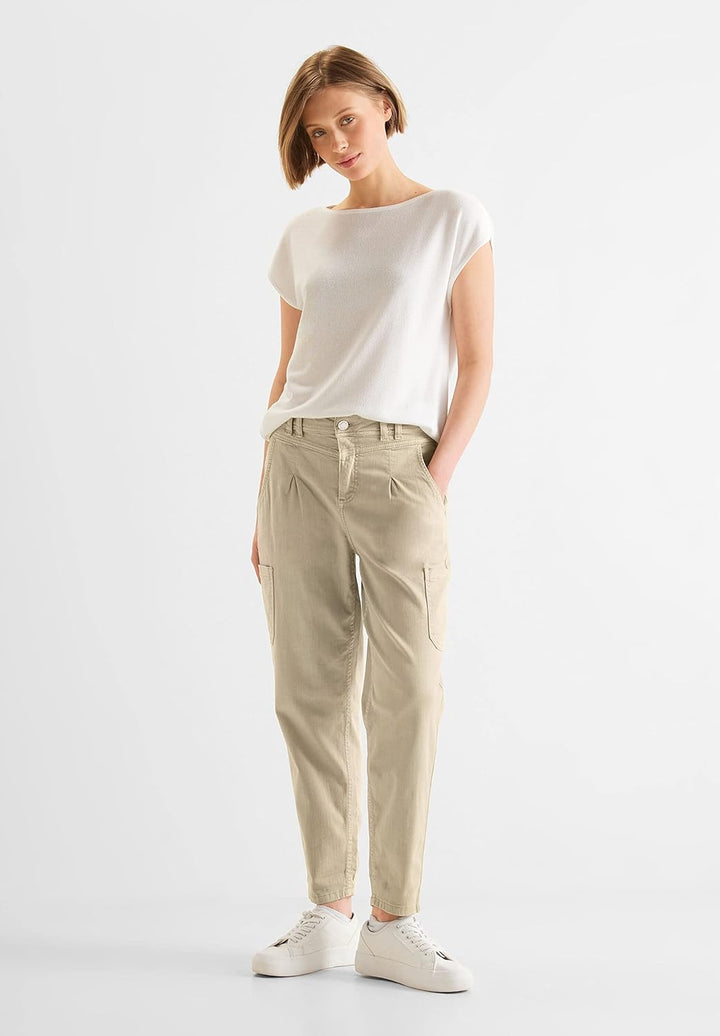 Street One Damen Cargohose 29W / 28L Smooth Sand Washed, 29W / 28L Smooth Sand Washed