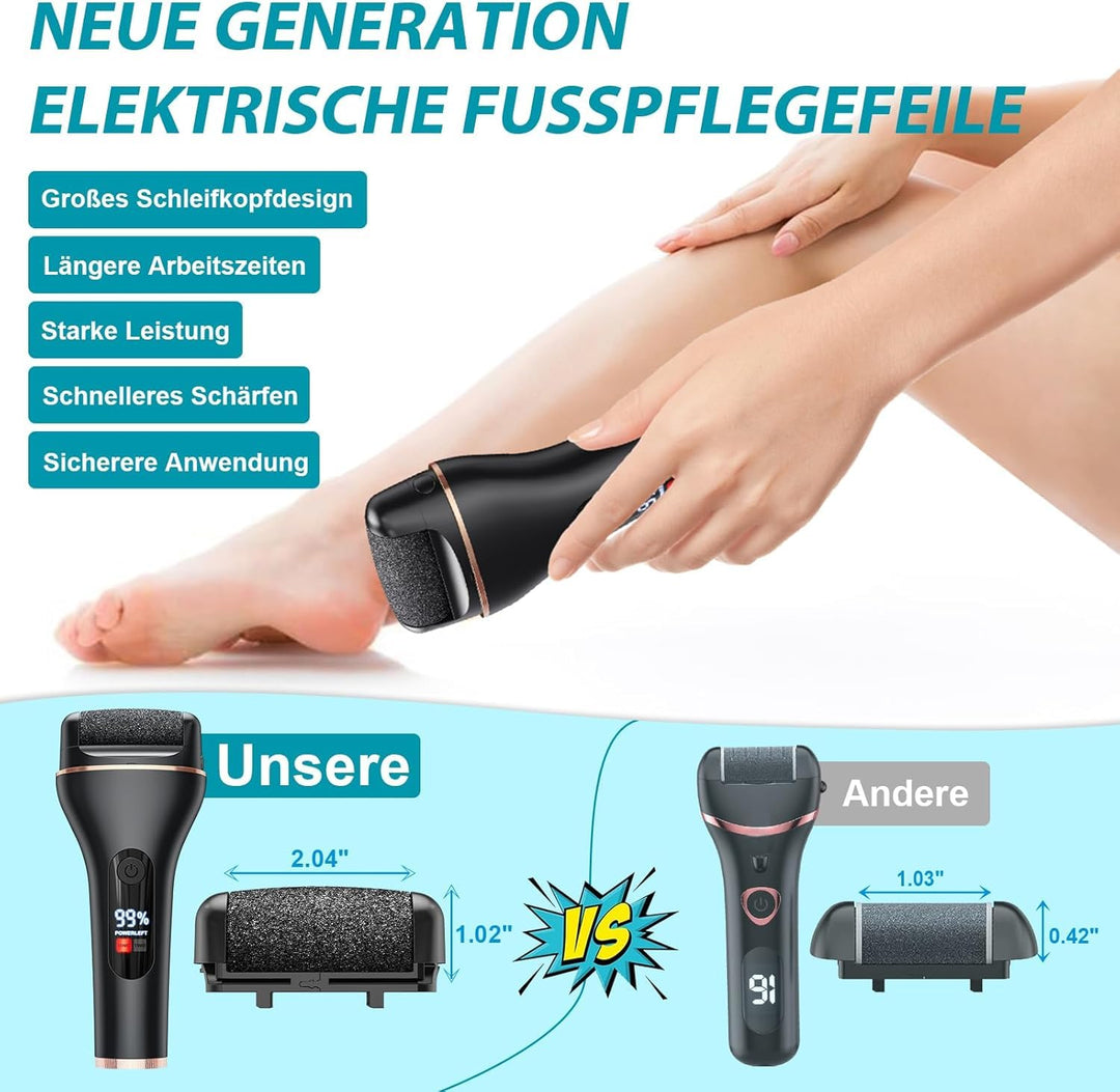 AOMEES Hornhautentferner Elektrisch, Elektrischer Hornhautentferner mit IPX7 Wasserdicht, 2 Geschwin