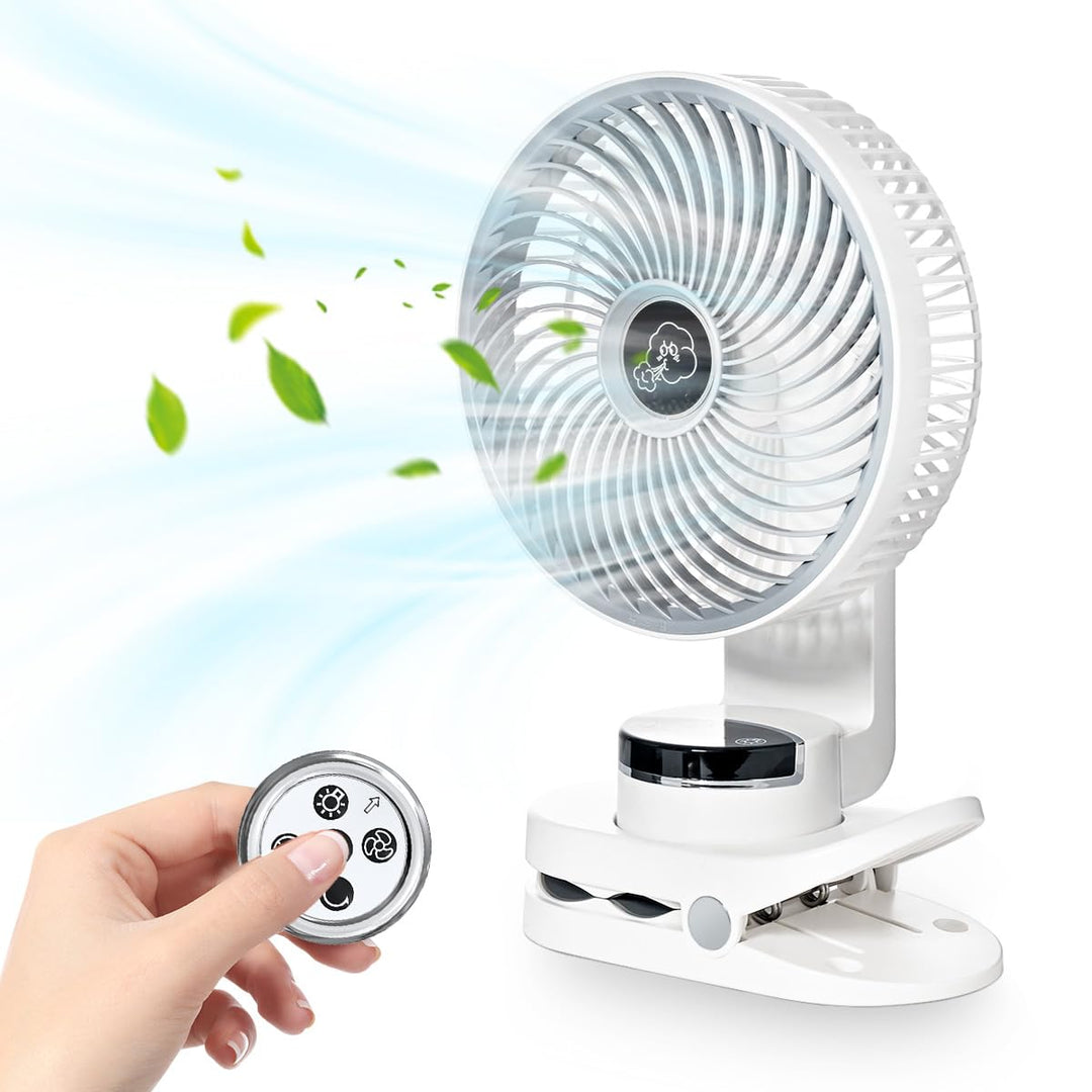 20000mAh Mini USB Clip Ventilator mit akku,3 in 1 Clip Fan Tischventilator mit Led Anzeige, 360°Dreh