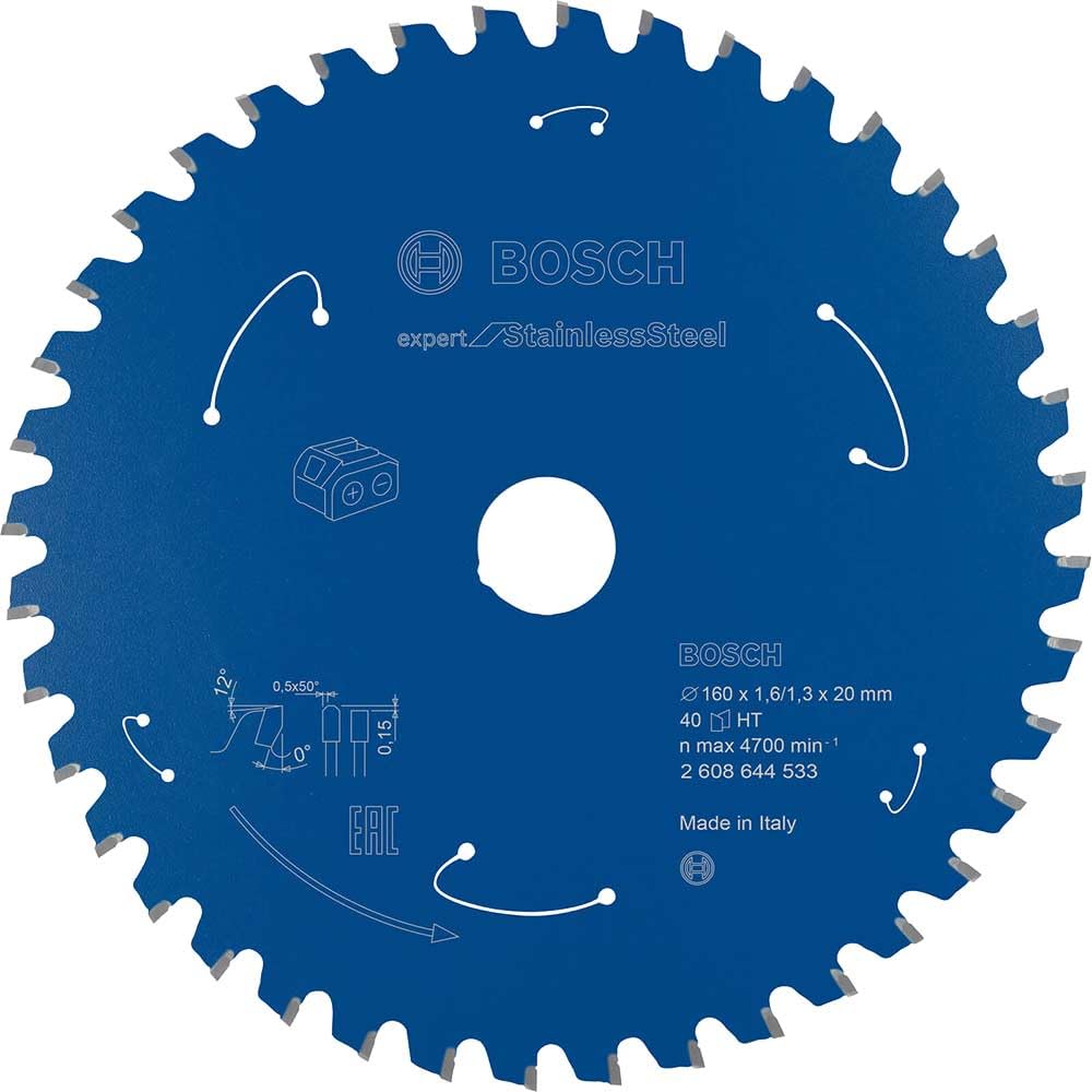 Bosch Accessories Kreissägeblatt Expert for Stainless Steel (Edelstahl, 160 x 20 x 1,6 mm, 40 Zähne,