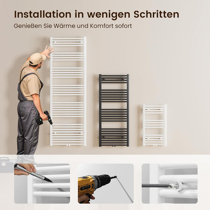 Heilmetz® Badheizkörper Weiss Handtuchtrockner Heizung 1000 x 400 mm Bad Heizkörper Handtuchheizkörp