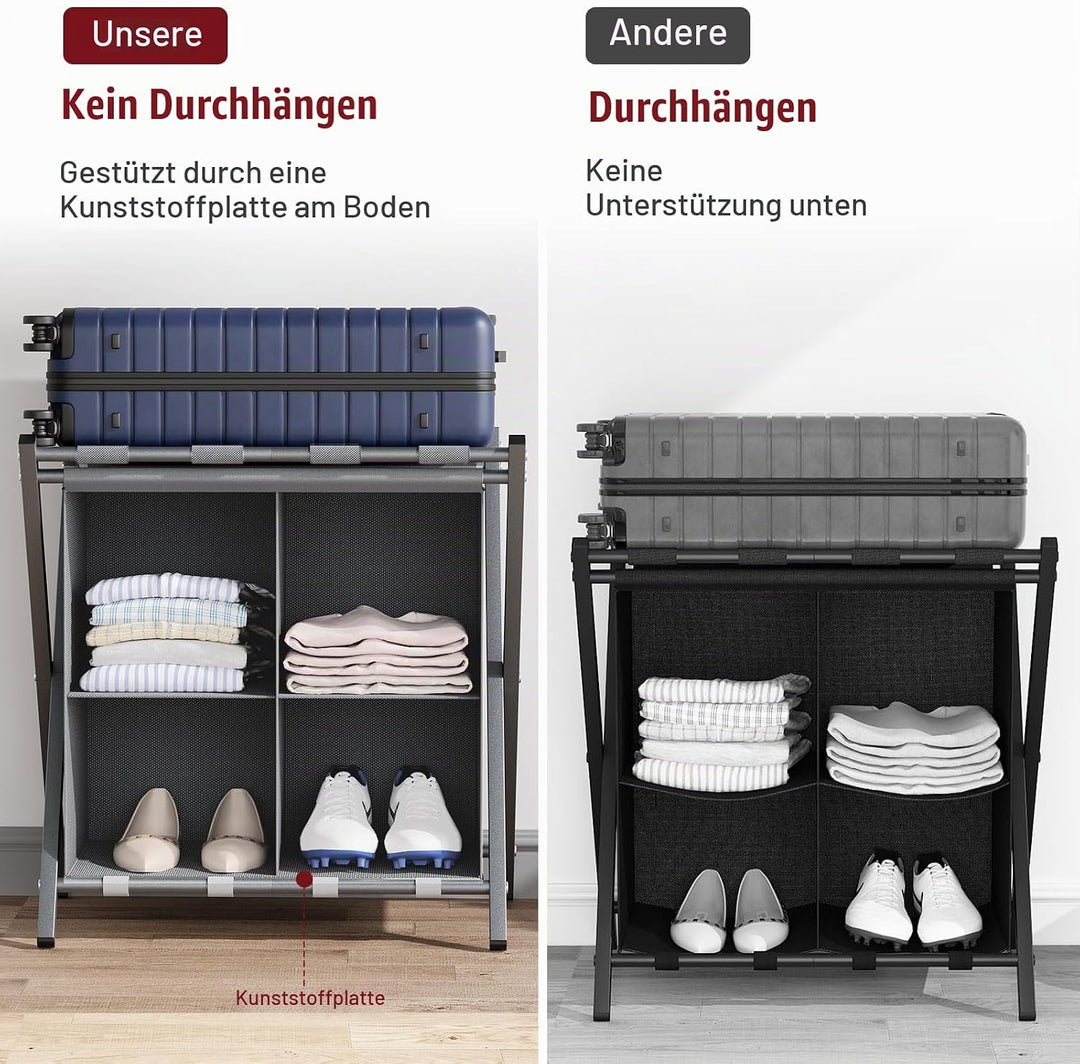 Kofferständer, Gepäckablage, 2er Set, Kofferständer Klappbar, Kofferstände mit Ablagefächern, Koffer