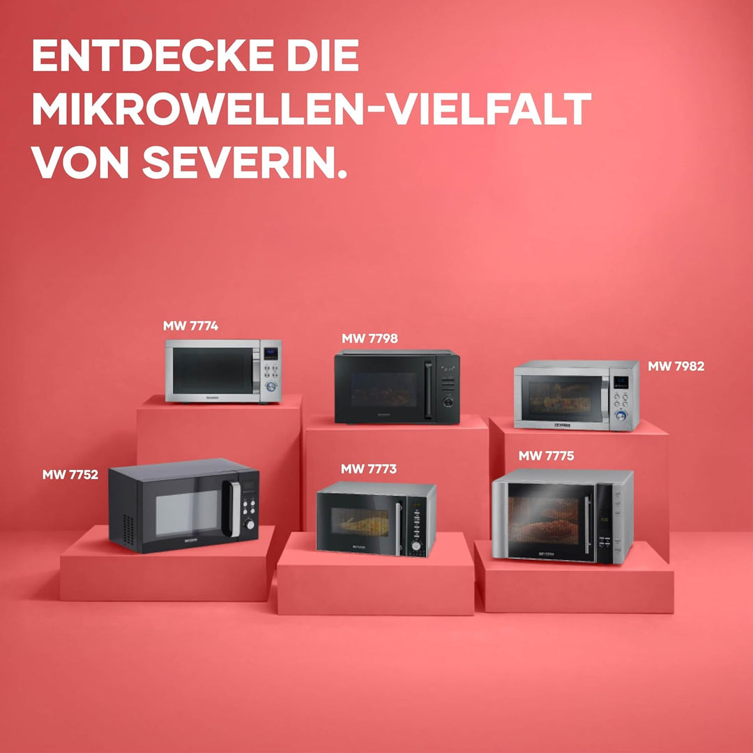 Severin Mikrowelle mit Grill und Heissluft-Funktion bis 240°C, Heissluftfritteuse, Backofen, 95 min