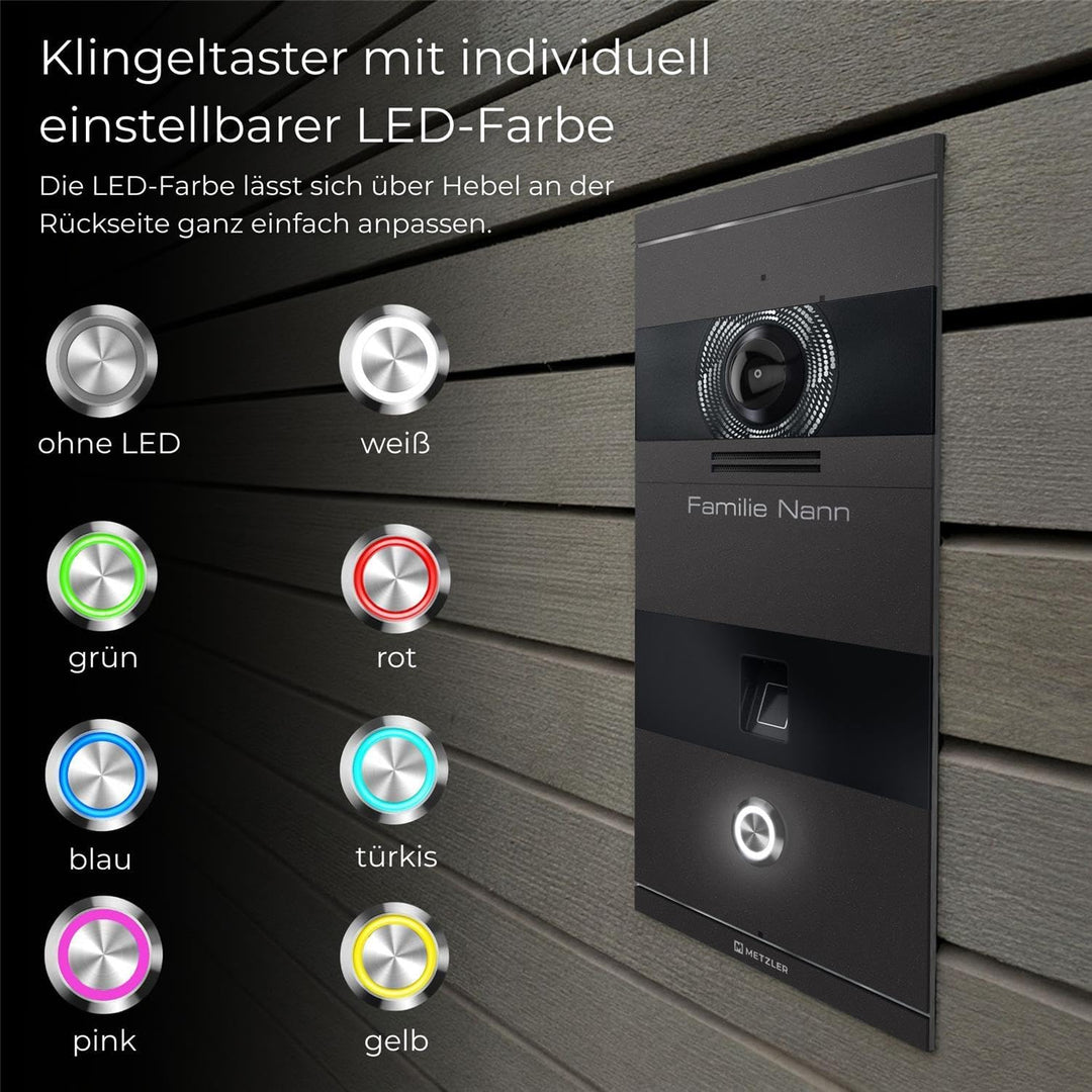 Metzler VDM10 2.0 Video Sprechanlage mit Türöffner (Stromversorgung) & Fingerprint - Anschluss LAN P