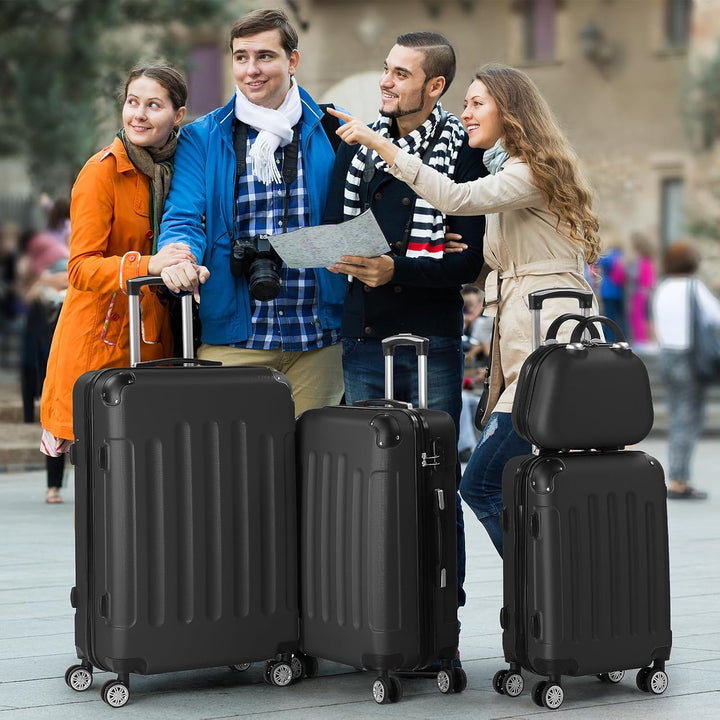 LALAHO Kofferset 3/4 teilig, Reisekoffer Set mit Kosmetikkoffer, Hartschalen Koffer Set aus ABS, Gep