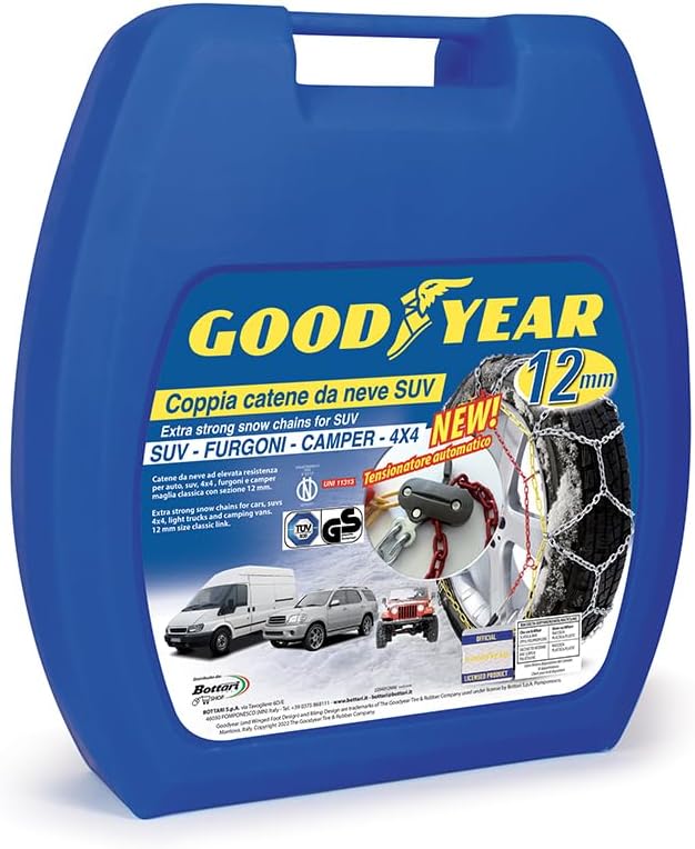 Goodyear 77937 Schneeketten 12 mm für SUV, Lieferwagen und Wohnmobil mit Selbstspannsystem, Grösse 2