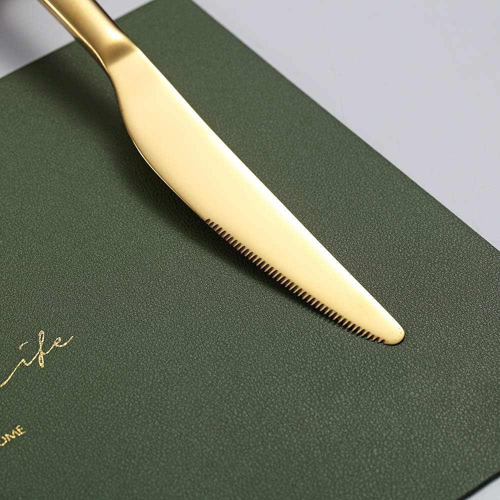 HOMQUEN 24 Stück Gold Besteck Set, Gold Besteckset aus Edelstahl, Gold Titanbeschichtung, Utensilien
