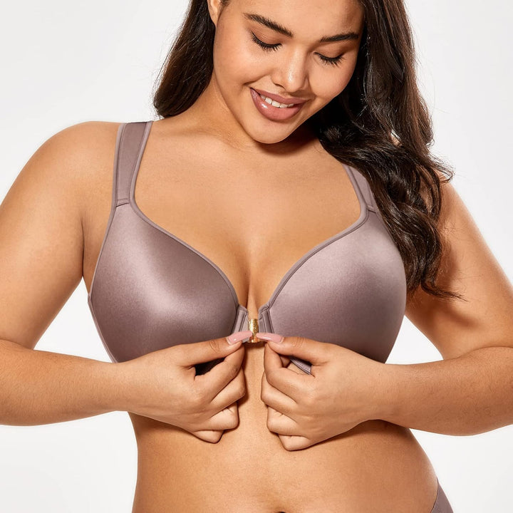 AISILIN Damen Vorderverschluss Racerback BH - Bügel, mit Leicht Gepolsterte 75E Mochaccino, 75E Moch