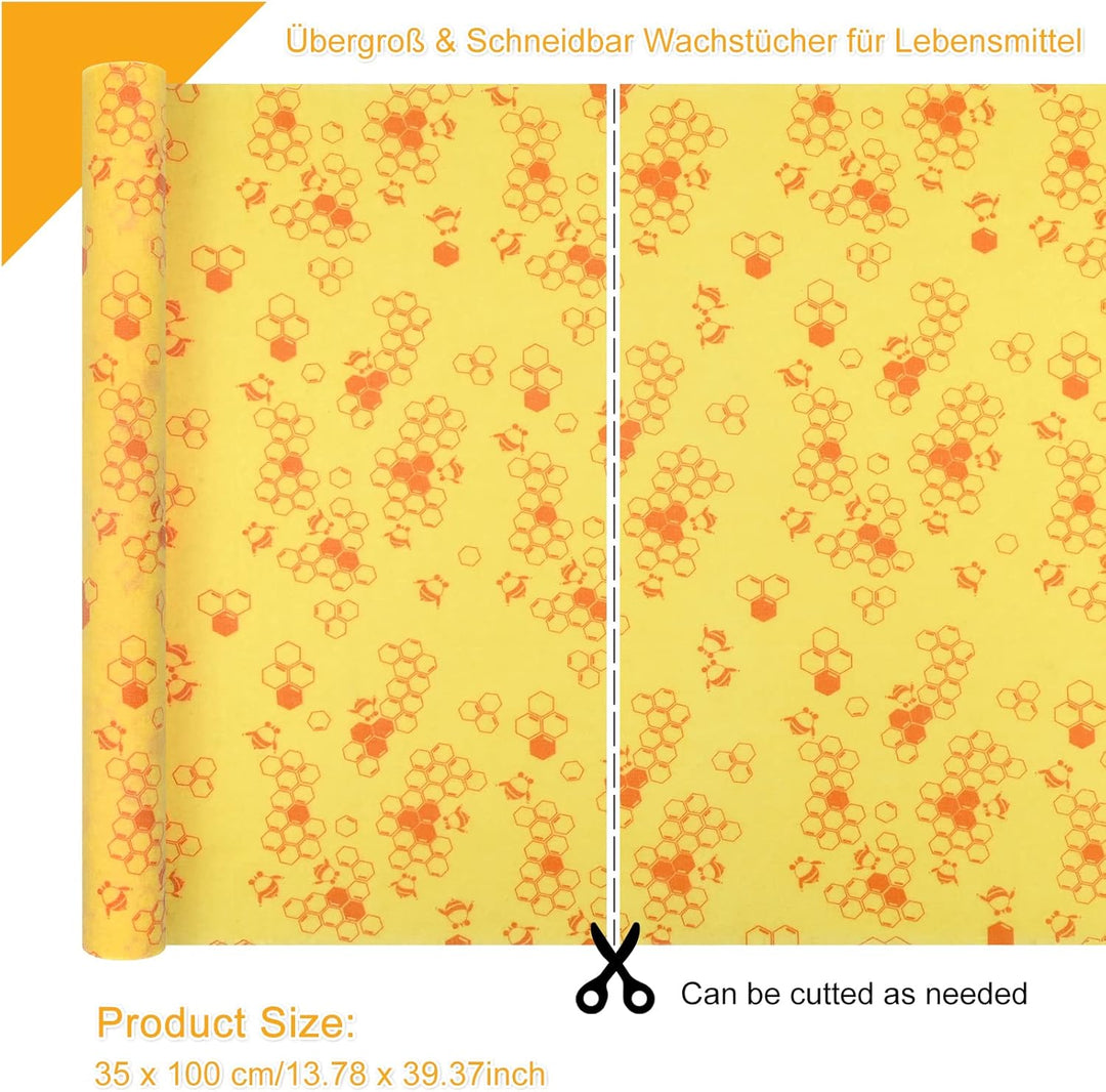Bienenwachstücher Wachspapier 35 x 100 cm Natürlichem Biologisch abbaubares Wachstuch Wiederverwendb