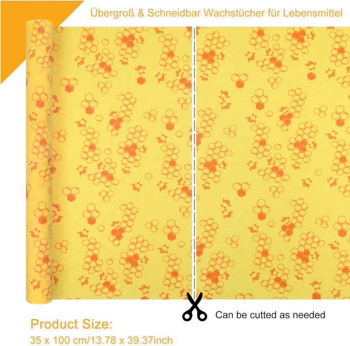 Bienenwachstücher Wachspapier 35 x 100 cm Natürlichem Biologisch abbaubares Wachstuch Wiederverwendb