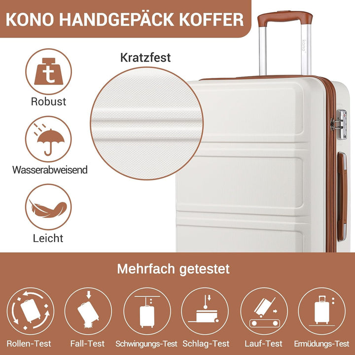 KONO Koffer Trolley Reisekoffer M (55cm) Cremeweiss, M (55cm) Cremeweiß